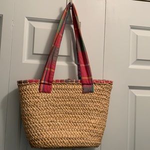 Ralph Lauren Madras Straw Bag
